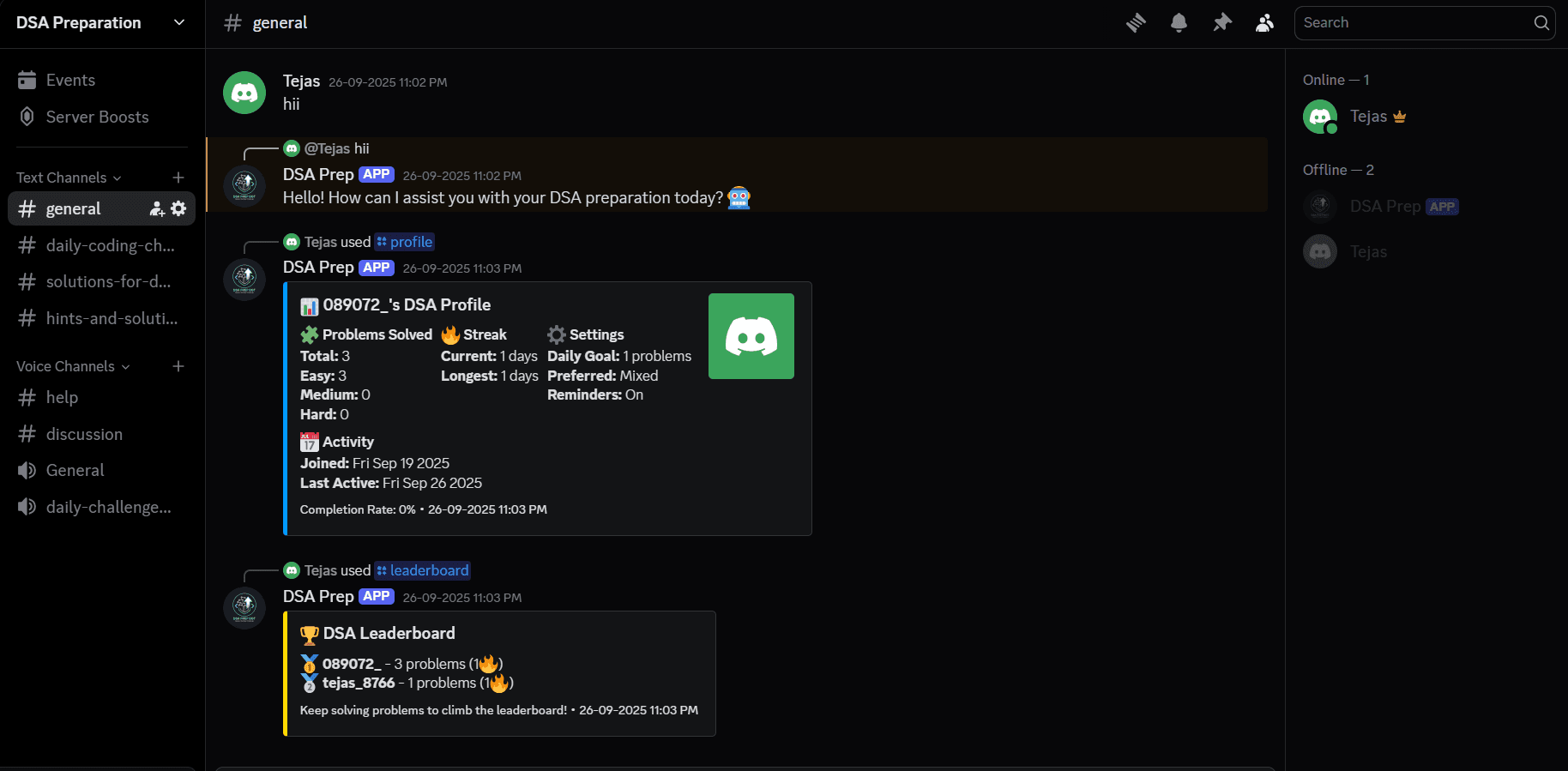 Discord DSA Prep Bot preview